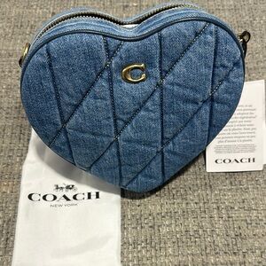 Heart-Shaped Quilted Denim Bag